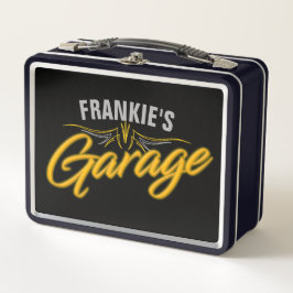 Frisierte Auto Retro Neon Style Biker Custom Garag Metall Brotdose