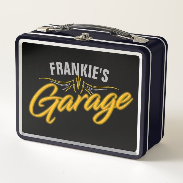 Frisierte Auto Retro Neon Style Biker Custom Garag Metall Brotdose (Vorderseite)