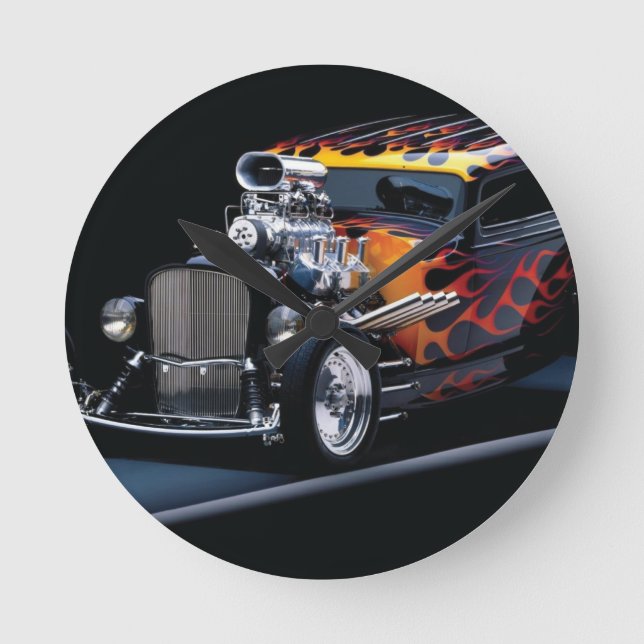 Frisierte Auto Runde Wanduhr (Vorderseite)