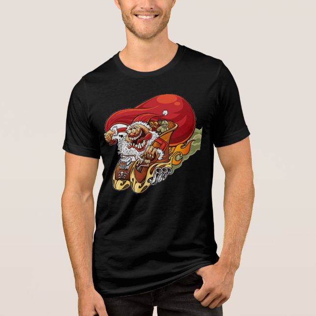 Frisierte Auto Santa Tri-Blend Shirt (Vorderseite)