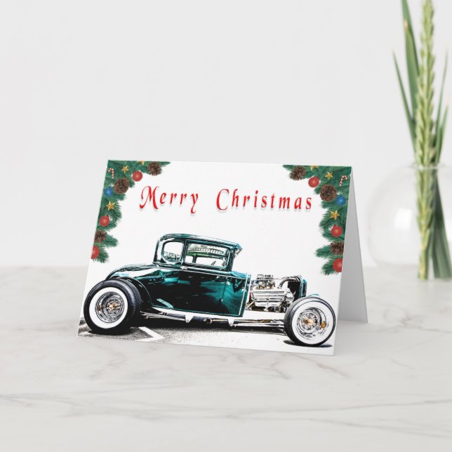 Frisierte Auto Weihnachtskarte Karte (Vorderseite)
