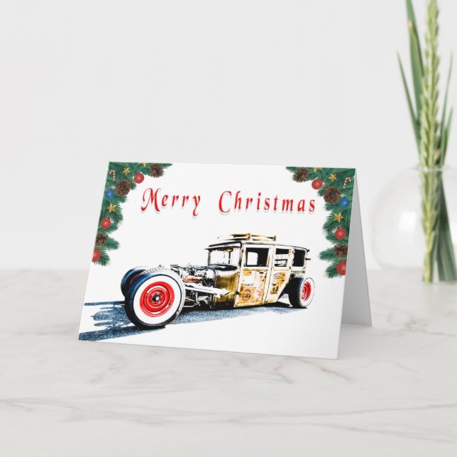 Frisierte Auto Weihnachtskarte Karte (Vorderseite)