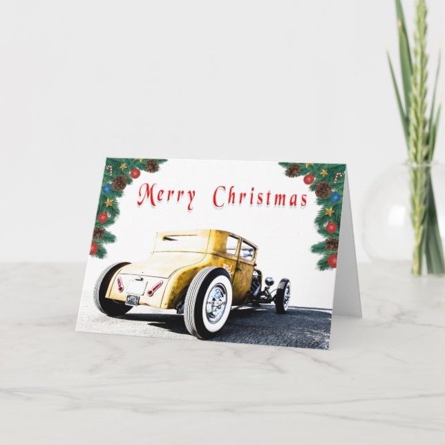 Frisierte Auto Weihnachtskarten Karte (Vorderseite)
