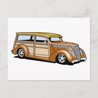 frisierte Auto Woodie Postkarte