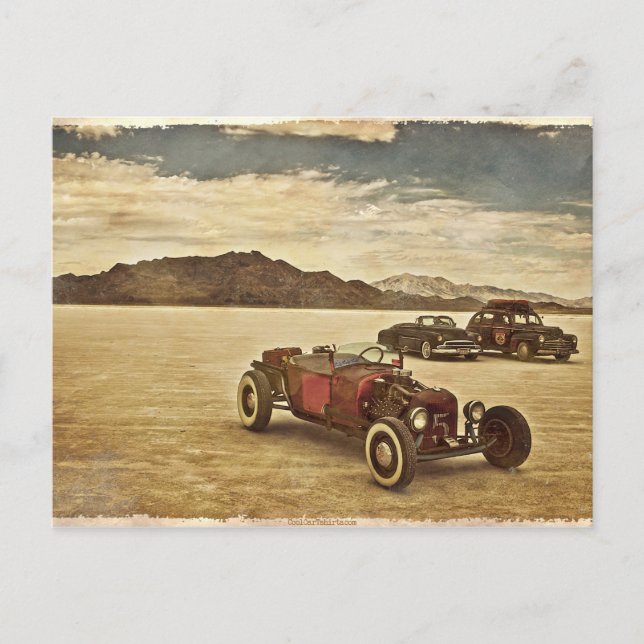 Frisierte Autos auf der Postkarte von Bonneville (Vorderseite)