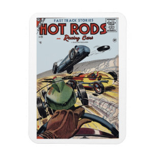 Frisierten Autos & Rennwagen Comic, 1956 Magnet