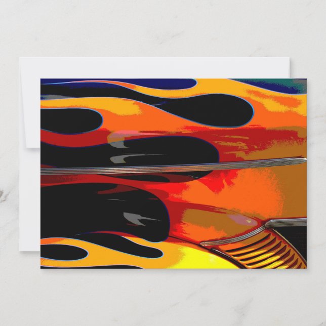 Frisiertes Auto flammt Geburtstags-Party Einladung (Vorderseite)