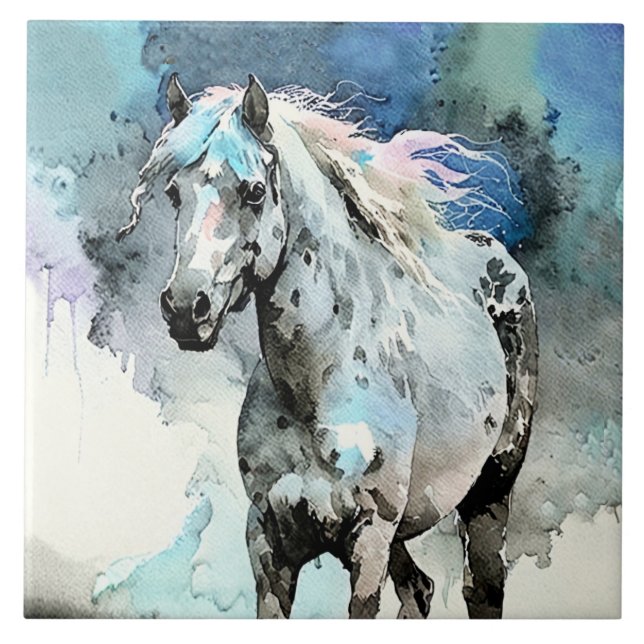 Frisky Appaloosa Mare Watercolour Fliese (Vorderseite)