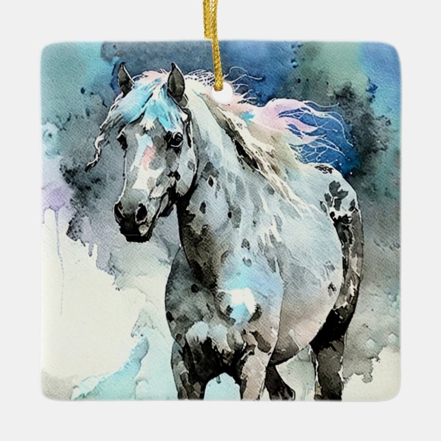 Frisky Appaloosa Mare Watercolour Keramikornament (Vorderseite)