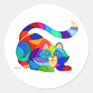 Frisky Cat Runder Aufkleber