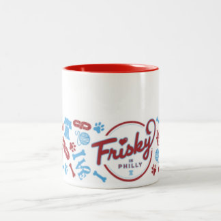 Frisky in Philly: Collagen-Entwurfs-Kaffee-Tasse Zweifarbige Tasse