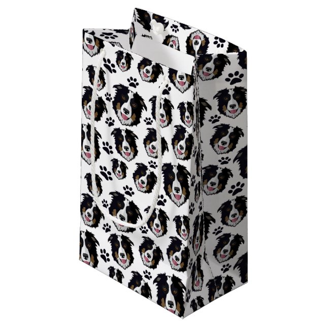 Frisky Scottish Border Collie Sheep Dog Puppy Kleine Geschenktüte (Vorderseite Schrägansicht)