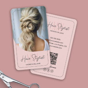 Frisör Monogramm-Logo Foto Blush Pink Visitenkarte