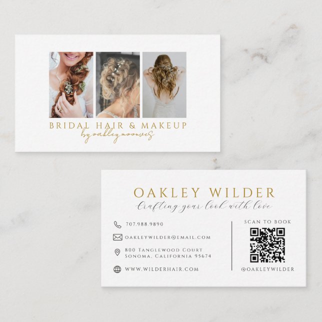Frisuren-Make-up-Foto-QR-Code Visitenkarte (Vorne/Hinten)