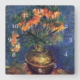 Fritilinhaber in einer Kupfervase von Van Gogh Quadratische Wanduhr