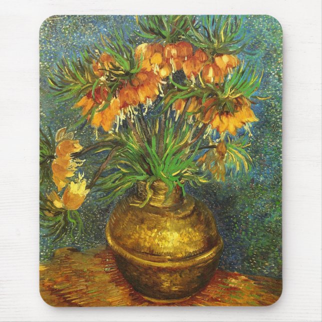 Fritillerien in einer Kupfer Vase Van Gogh Fine Ar Mousepad (Vorne)