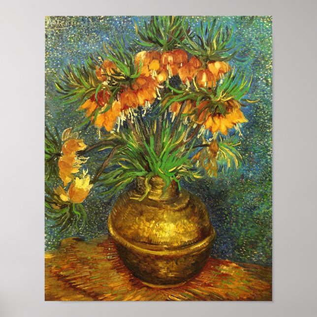 Fritillerien in einer Kupfer Vase Van Gogh Fine Ar Poster (Vorne)