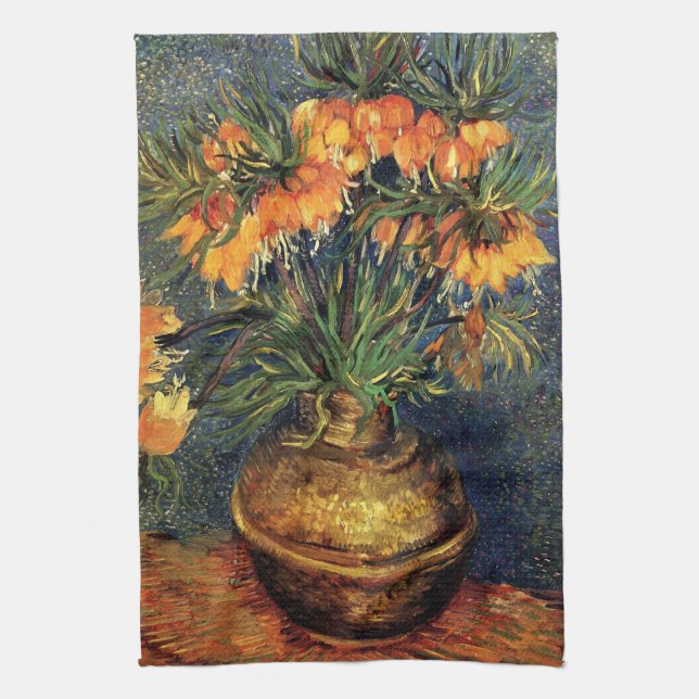 Fritillerien in einer Kupfervase von Vincent van G Geschirrtuch (Vertikal)