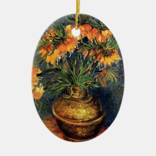 Fritillerien in einer Kupfervase von Vincent van G Keramikornament