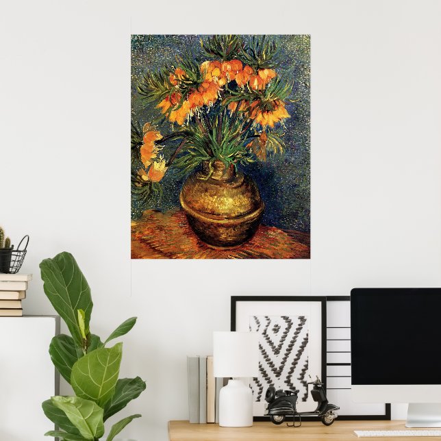 Fritillerien in einer Kupfervase von Vincent van G Poster (Heimbüro)