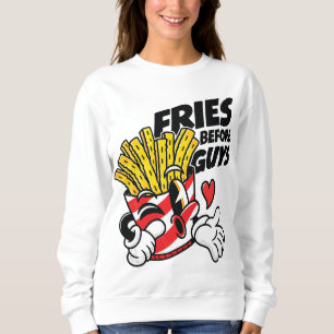 Fritten bevor Jungs – Freche Cartoon-Pommes Frites Sweatshirt