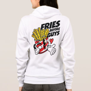 Fritten bevor Typen – Freche Cartoon-Pommes Frites Hoodie