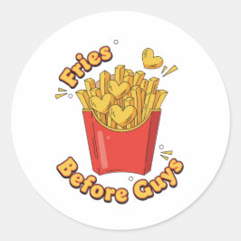 Fritten vor Jungs Galentine Pommes Frites Essenlie Runder Aufkleber