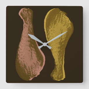 Frittierte Hühnchenbeine Quadratische Wanduhr