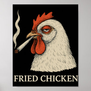 Frittiertes Hühnchen Rauchlokal Lustiger Weed-Lieb Poster