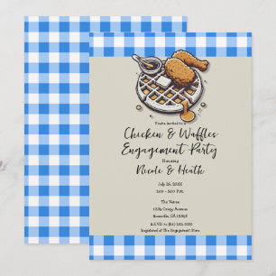 Frittiertes Hühnchen & Waffeln Blaues Verlobungsfe Einladung
