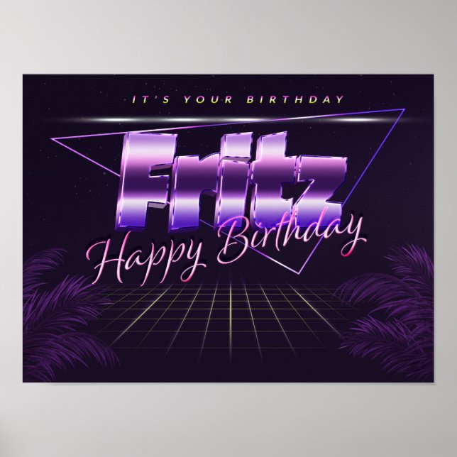Fritz Vorname lila retro poster Geburtstag (Vorne)