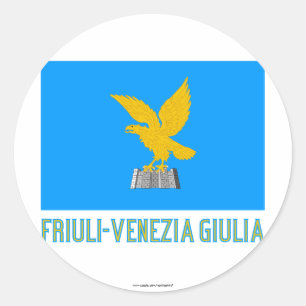 Friuli-Venezia Giuliaflagge mit Namen Runder Aufkleber