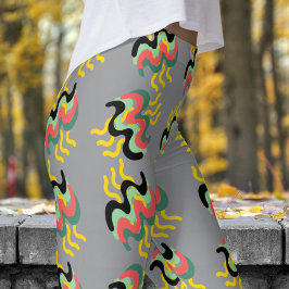 Frivoly Gray Finger Paint Pattern Leggings