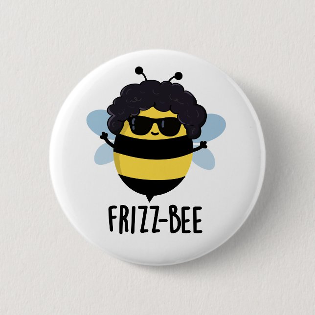 Frizz-Bee Funny Afro Bee Pun Button (Vorderseite)
