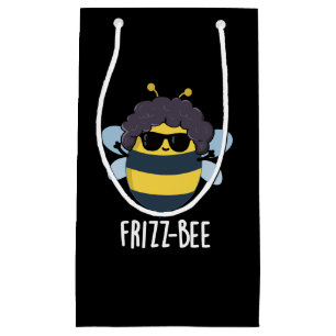 Frizz-Bee Funny Afro Bee Pun Dark BG Kleine Geschenktüte