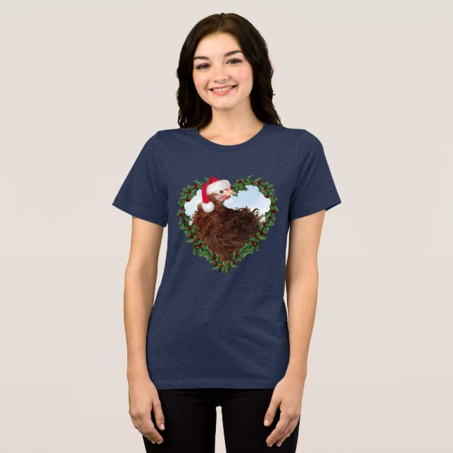 Frizzle Chick Chicken Weihnachten Tri-Blend Shirt (Vorderseite voll)
