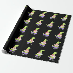 Frockodile Funny Crocodile Pun Dark BG Geschenkpapier