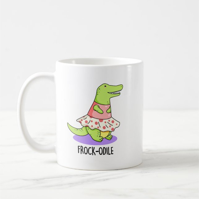 Frockodile Funny Crocodile Pun Kaffeetasse (Links)