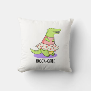 Frockodile Funny Crocodile Pun Kissen