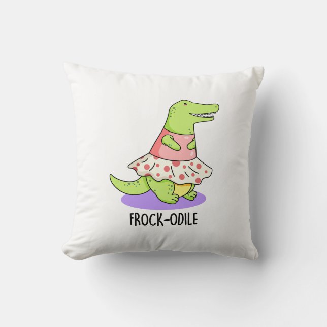 Frockodile Funny Crocodile Pun Kissen (Vorderseite)