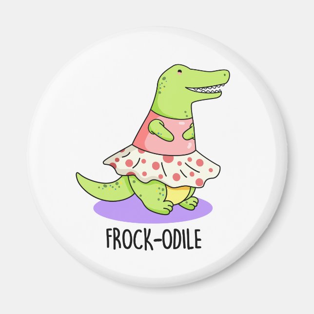 Frockodile Funny Crocodile Pun Magnet (Vorne)
