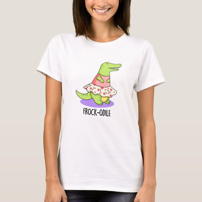 Frockodile Funny Crocodile Pun T-Shirt (Vorderseite)