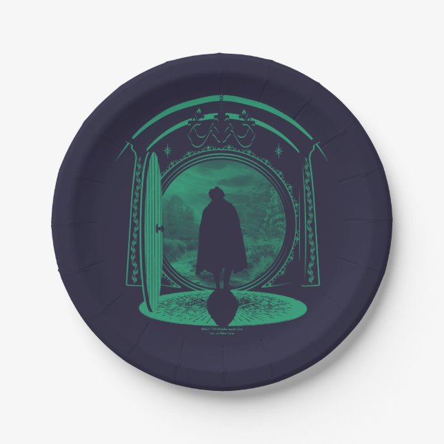 FRODO™ Leaving THE SHIRE™ Silhouette Pappteller (Vorderseite)