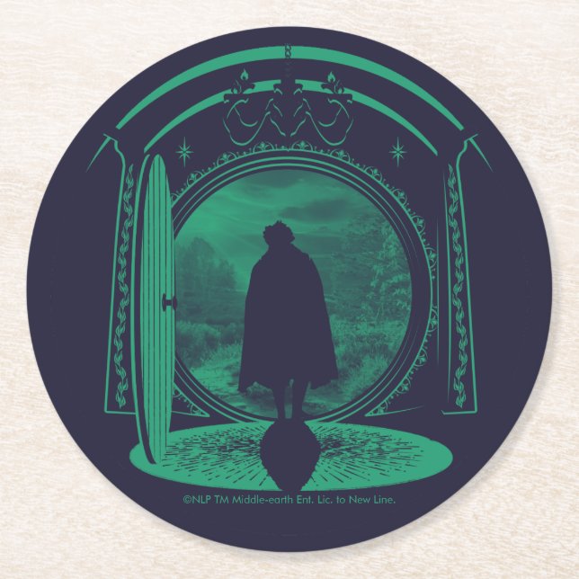 FRODO™ Leaving THE SHIRE™ Silhouette Runder Pappuntersetzer (Vorderseite)