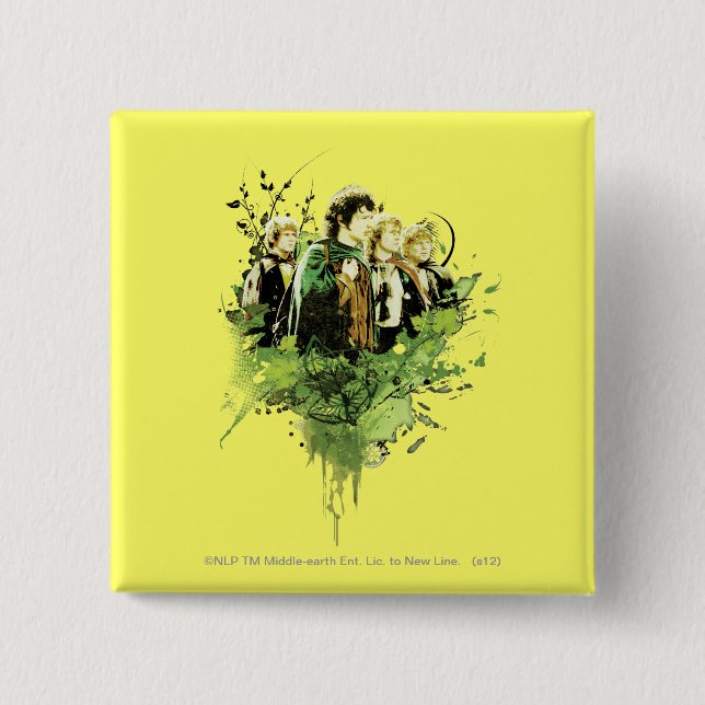 FRODO™ mit Hobbits Vector Collage Button (Vorderseite)