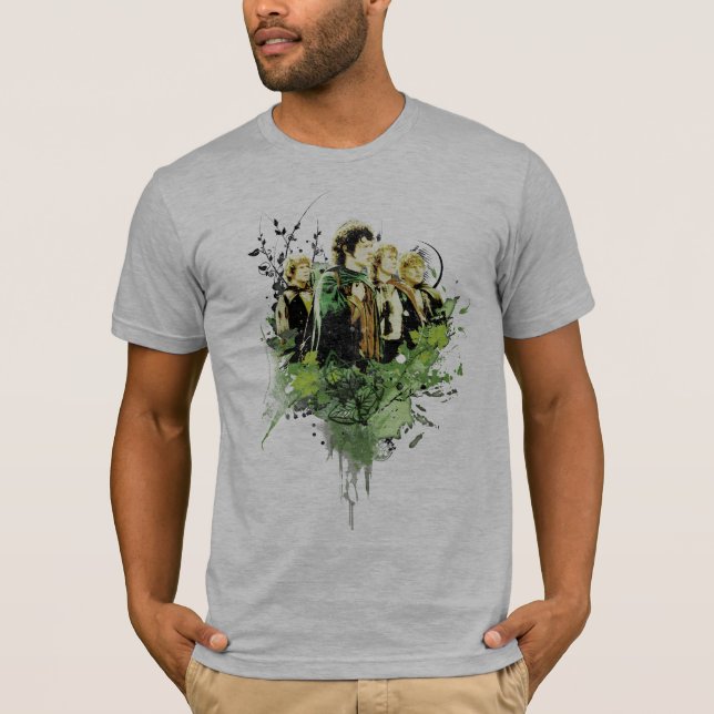 FRODO™ mit Hobbits Vector Collage T-Shirt (Vorderseite)
