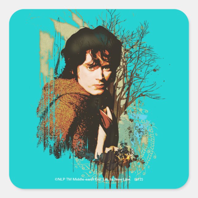 FRODO™ Mixed Media Vector Collage Quadratischer Aufkleber (Vorderseite)