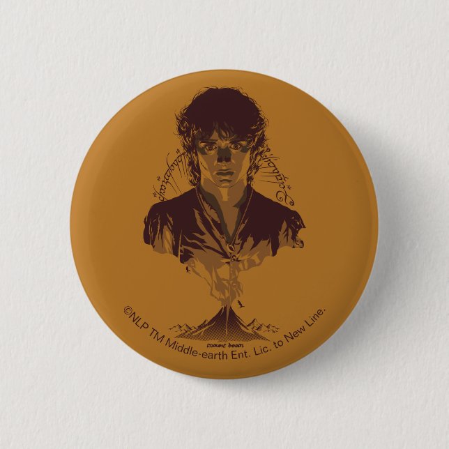 FRODO™ MOUNT DOOM™ Tengwar-Inschrift Grafik Button (Vorderseite)