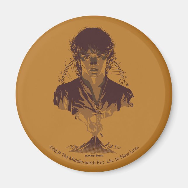 FRODO™ MOUNT DOOM™ Tengwar-Inschrift Grafik Magnet (Vorne)