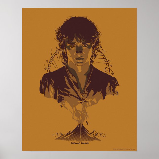 FRODO™ MOUNT DOOM™ Tengwar-Inschrift Grafik Poster (Vorne)